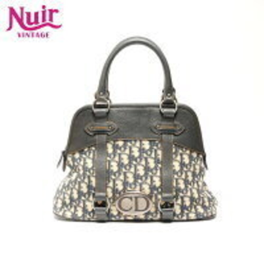 Christian Dior Canvas Trotter Handbag Navy Blue